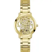 GUESS Analog klocka 'Quattro Clear' guld
