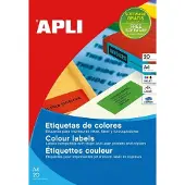 APLI färgetiketter , 70x37 mm, rundade, gröna, 20 ark