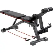 Vevor viktbänk, 800lbs justerbar viktbänkpress för helkroppsträning, sit up-bänk för hemmagym styrketräning, platt bänk med benförlängning, predikantdyna, snabb justering