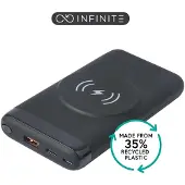 ESTUFF INFINITE - Trådlös powerbank - magnetic charging - Li-pol - 10000 mAh - 37 Wh - 20 Watt - 3 A - PD, QC 3.0 - 2 utdatakontakter (USB typ A, 24 pin USB-C) - svart