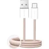 Puro Fabrik 10W flätad kabel USB-A - USB-C 1,5m - Beige