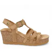 Panama jack Damer med wedge heelbark bruna mockalädersandaler - Vero B1