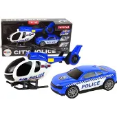 Leantoys fordonset helikopter bil polis med ljud blå
