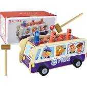 Lean Toys träspel för skicklighet träffbräda Autobus Policens stans (Policyjny)