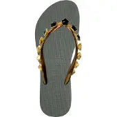 Uzurii Svarta Blommiga Flip-Flop Armégrön