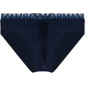 Emporio Armani för män. EM000582_AF20432 Slip-badbyxor med marinblått logotypband (S), Strandkläder, Polyamid, Marino
