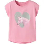 Name it T-shirt - NmfVotia - Rosa Dryck/Glitter Unicorn - - 2 år (92) - T-shirt