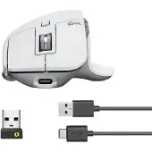 Logitech MX Master 3S Performance Wireless Mouse - Mus - ergonomisk - optisk - trådlös - Bluetooth, 2.4 GHz - Logi Bolt USB-mottagare - Blek