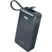 SBS Powerbank 10000 mAh 20W med inbyggd USB-C-kabel och digital display - mörkgrå
