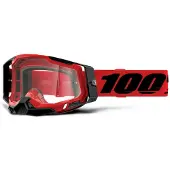 100% glasögon 100% RACECRAFT 2 RED – klar lins anti-dimma – LT 88%-92% + 10 rivremmar (NY)