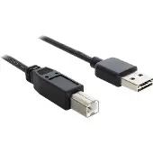 DeLOCK USB-kabel USB 2.0 USB-A kontakt, USB-B kontakt 3.00 m Svart Tillämplig kontakt på båda sidor, guldpläterad kontakt, UL-certifierad 83360