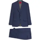 HUGO Three-piece slim-fit suit in wool-blend poplin
