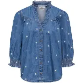 ONLY Blus 'ONLRAYA DAISY' blå denim / gul / vit
