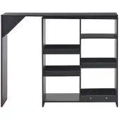 vidaXL Barbord med flyttbar hylla svart 138x39x110 cm