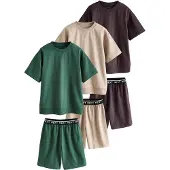Next Pyjamas beige / grön / aubergine / vit