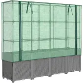 vidaXL Hög pallkrage med plastfolie i rottengöt 160x40x153 cm, hög pallkrage för trädgård, upphöjd blomlåda, 4015859