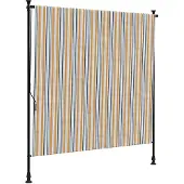 vidaXL Rullgardin utomhus gul och vit 200x270 cm tyg&stål