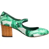 Dolce&Gabbana Grön Siden MARY JANES Blad Sandaler Skor
