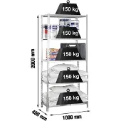 Simonclick Maderclick Plus 5/400 Metallhylla 2000x1000x400 Mm