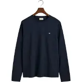 Gant för män. 2004049 Shield långärmad t-shirt marinblå (L), Casual, Bomull, Lång ärm, Marino