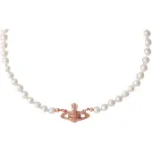 Vivienne Westwood Lätt Relief Saturnusdrottning Pärlhalsband Damhalsband Roséguld 63030006G121G121 Box