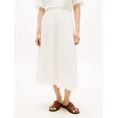 Tommy Hilfiger Pleated Linen Blend Midi A Line Skirt
