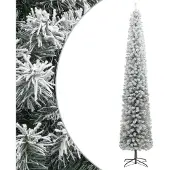 Smal julgran med stativ och snö 270 cm PVC