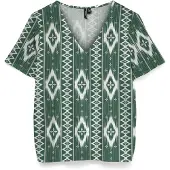 Vero Moda Blus 'VMMYMILO' mörkgrön / vit