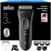 Braun 3000BT, Tvättbar, Batteri, Svart, Grå