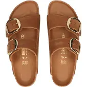 Birkenstock för kvinnor. 1011073 Sandaler i läder Arizona Big Buckle Leoi (smal passform) brun (40), Hud, Karta, Ingen, Casual