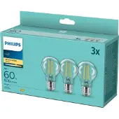 Philips - 3-pack LED E27 Normal Klar 60W - Ljuskällor & glödlampor - Från Homeroom