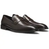 BOSS Leather loafers with Double B monogram trim