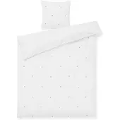 Juna sängkläder 140x200 cm - 100% ekologisk bomull - Daisy vit med broderade blommor