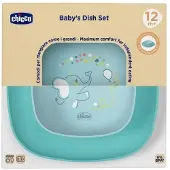 Chicco set med 2 tallrikar blå 12M+ -1600225