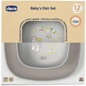 Chicco -1600235 set med 2 tallrikar grå 12m+