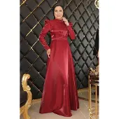 Turkishsouq Draperad Chest Aftonklänning Burgundy