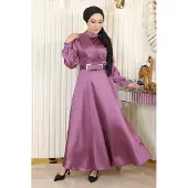 Turkishsouq Draperad Satin Aftonklänning Dammig rosa