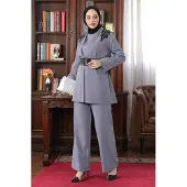 Turkishsouq Spets Detailed Jumpsuit Set Grå