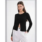 MixRay Knappad Slim Fit Ribbvävd Kofta