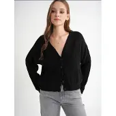 MixRay Texturerad V-ringad knapp cardigan