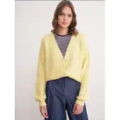 MixRay Texturerad V-ringad knappkort cardigan