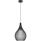 Eglo RAZONI 1 hängande lampa i svart ståltråd med satinerad vit glaskupa invändigt