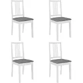 vidaXL Matstolar med kuddar set om 4 vit solid trä 247637