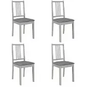 vidaXL 4x Solid Wood Dining Chairs with Grey Cushions Dining Room 247639