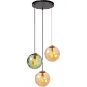 Lucide Glas pendellampa Monsaraz, dimbar, Creme / bärnsten, Vardagsrum / matsal, Glas, Pendellampa