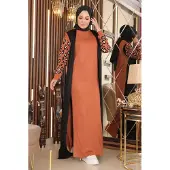 Turkishsouq Mönstrad Sleeve Stickad Klänning Brun-beige