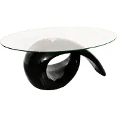 vidaXL Svart Soffbord med Oval Glasyta, Högblank
