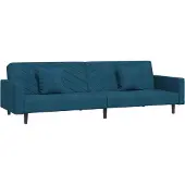 vidaXL Bäddsoffa 2-sits med två kuddar blå sammet