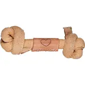 HuggleHounds Naturals knutet läderben hundleksak
