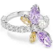 Swarovski Ring gul / lila / silver / transparent